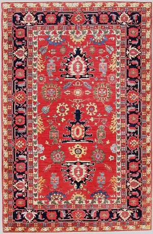 Afghan Wool Heriz Red - 5' 11'' x 9' 2''