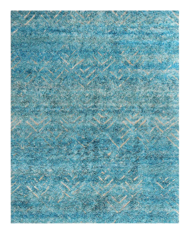 Cyrus Artisan Tibetan Silk and Wool Transitional Teal Rug