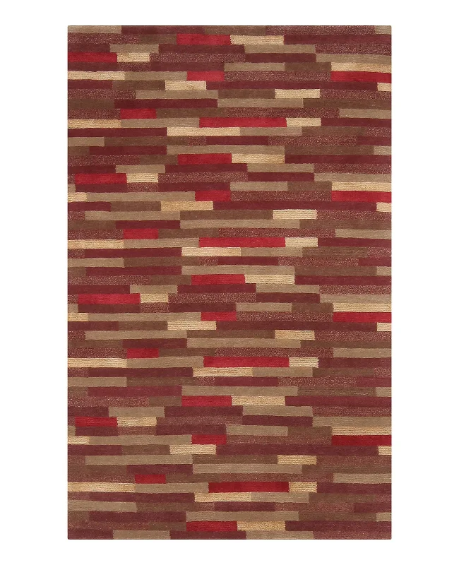 Cyrus Artisan Modern Brick Pattern Red Rug