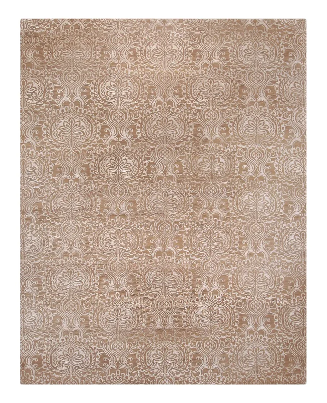 Cyrus Artisan Tibetan Silk and Wool Pomegranate Dark Sand Rug