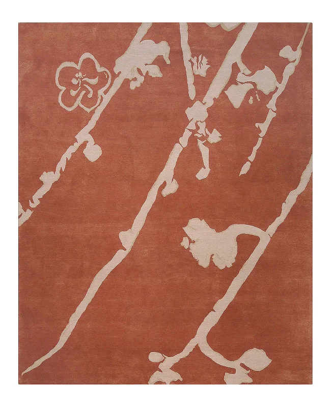 Lapchi Nepali Wool and Silk Blossom Pumpkin Rug