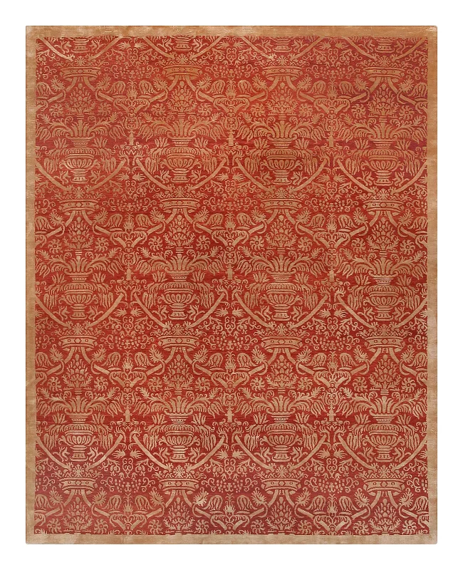 Lapchi Nepali Wool and Silk Vase Rust Rug