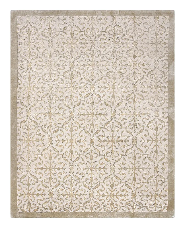 Lapchi Nepali Wool and Silk Sash White Poplin Rug
