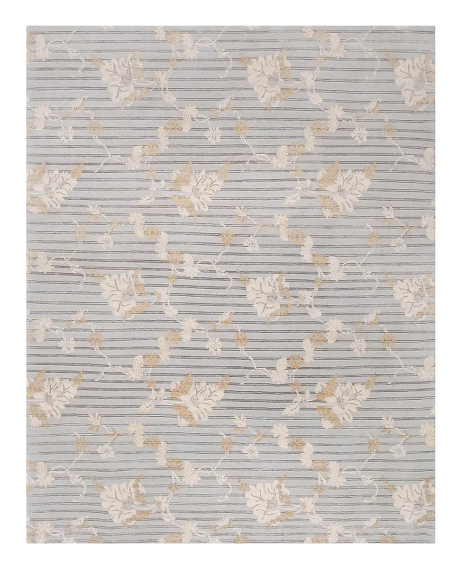 Lapchi Nepali Wool and Silk Fronde Antique Blue Rug
