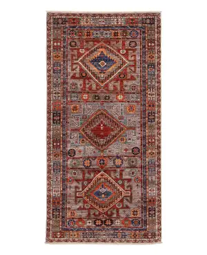 Afghan Aryana Caucasian Grey/Multi - 4' 3'' x 8' 4''