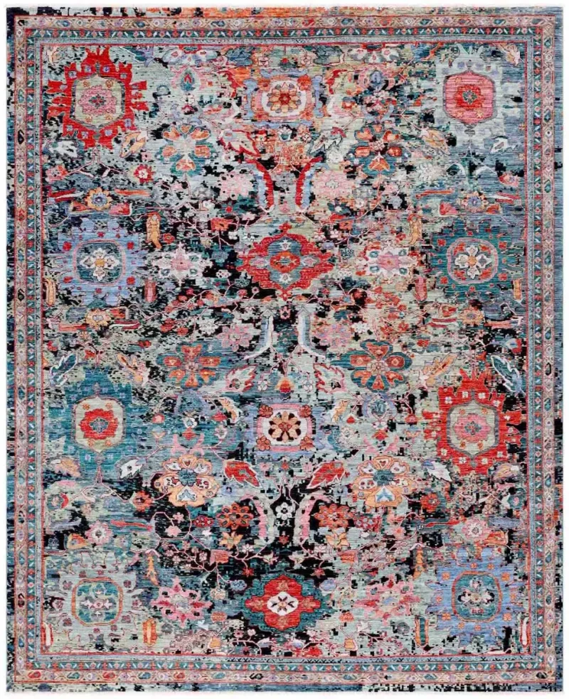 Afghan Faryab Modern Multi  -  8' 1'' x  9' 8''