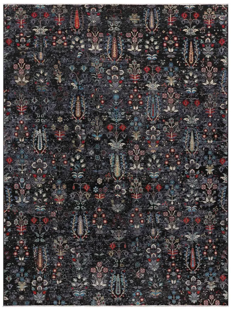 Afghan Faryab Transitional Black/Multi  -  9' 2'' x  12' 2''