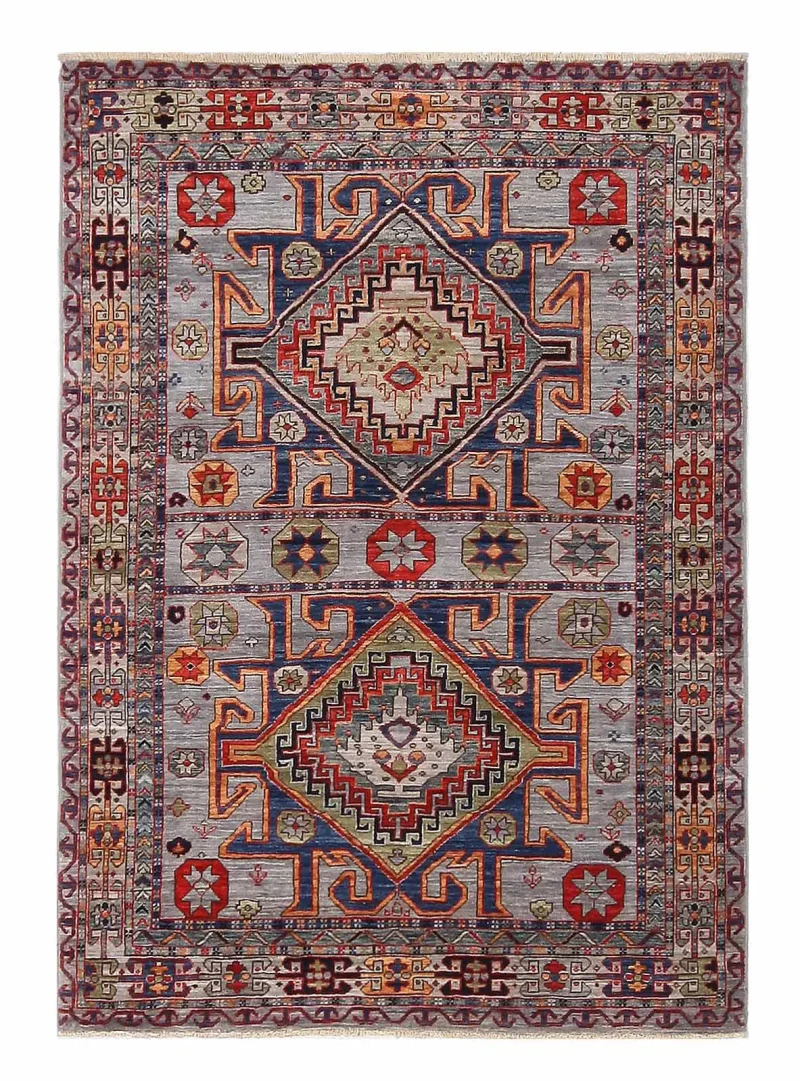 Afghan Fine Aryana Caucasian Grey/Multi  -  4' 2'' x  5' 10''