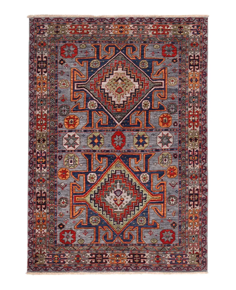 Afghan Fine Aryana Caucasian Grey/Multi  -  4' 3'' x  6' 