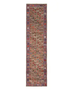 Afghan Fine Aryana Folk Art Green - 2' 8'' x 11' 10''
