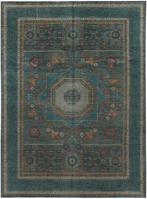 Afghan Mamluk Mamluk Teal/Multi - 9' 9'' x 14'