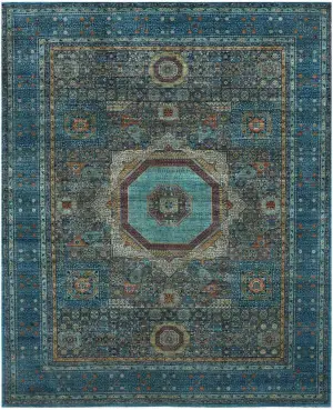 Afghan Mamluk Mamluk Teal/Multi - 9' 4'' x 12' 1''