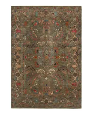 Afghan Nooristan Tabriz Green - 6' 7'' x 9' 9''