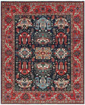 Afghan Wool Heriz Navy - 7' 10'' x 9' 9''