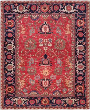Afghan Wool Heriz Navy - 9' x 12' 2''
