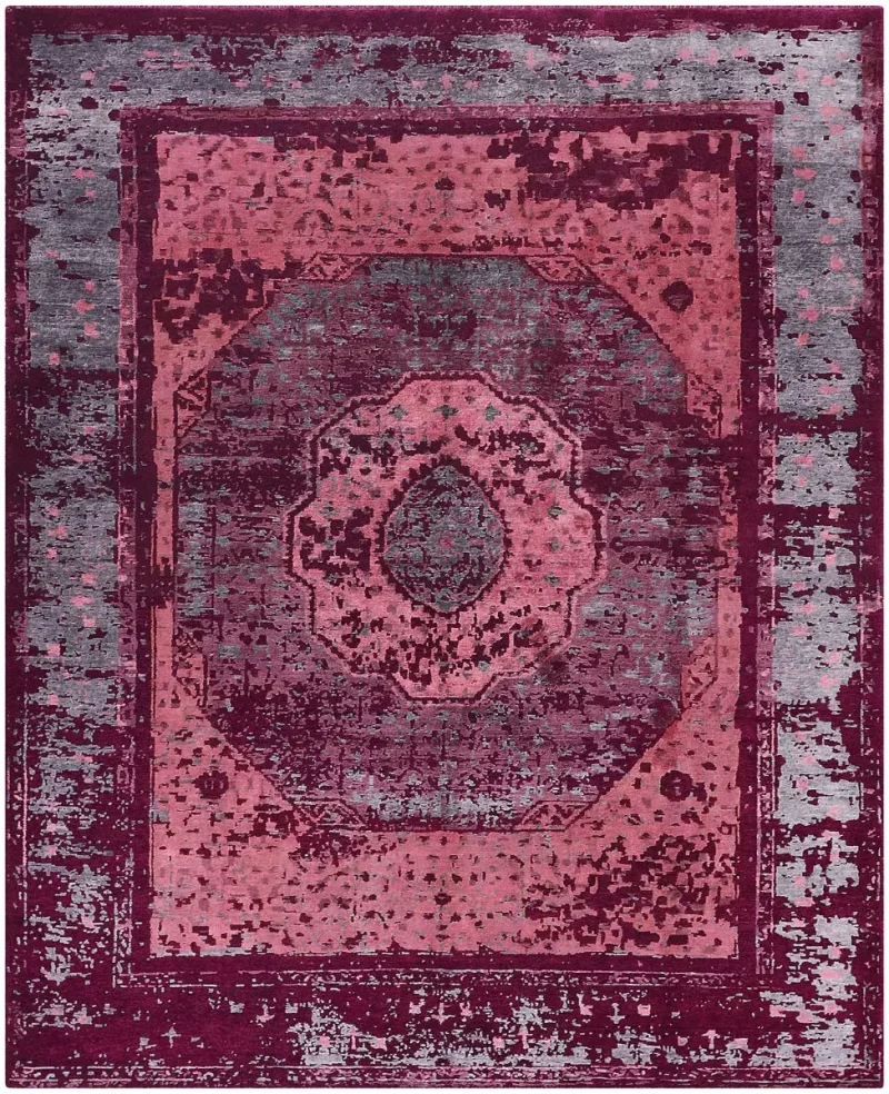 Afghan Wool Modern Medallion Plum  -  8' 1'' x  9' 9''