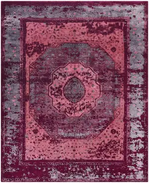 Afghan Wool Modern Medallion Plum - 8' 1'' x 9' 9''