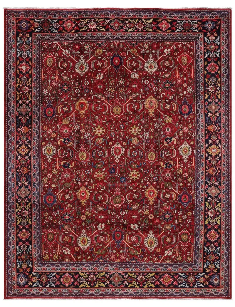 Antique Persian Bakhtiari Rust/Navy  -  10' 2'' x  12' 10''