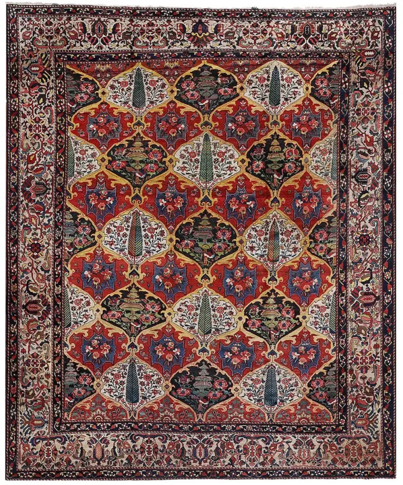 Antique Persian Bakhtiari Multi/Beige  -  11'  x  13' 5''