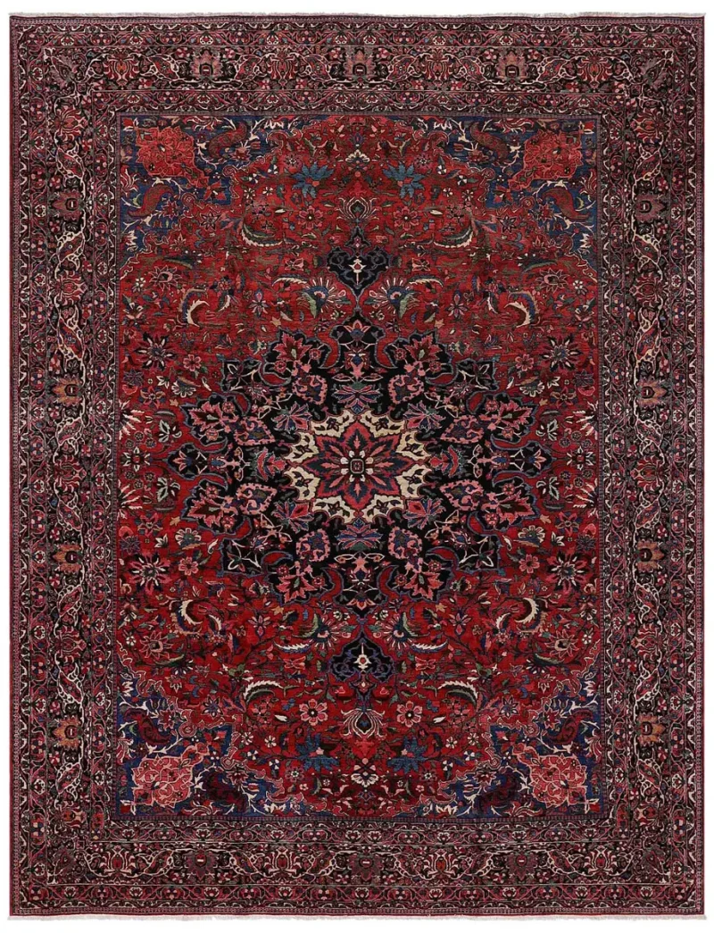 Antique Persian Bakhtiari Red/Navy  -  11' 7'' x  14' 11''