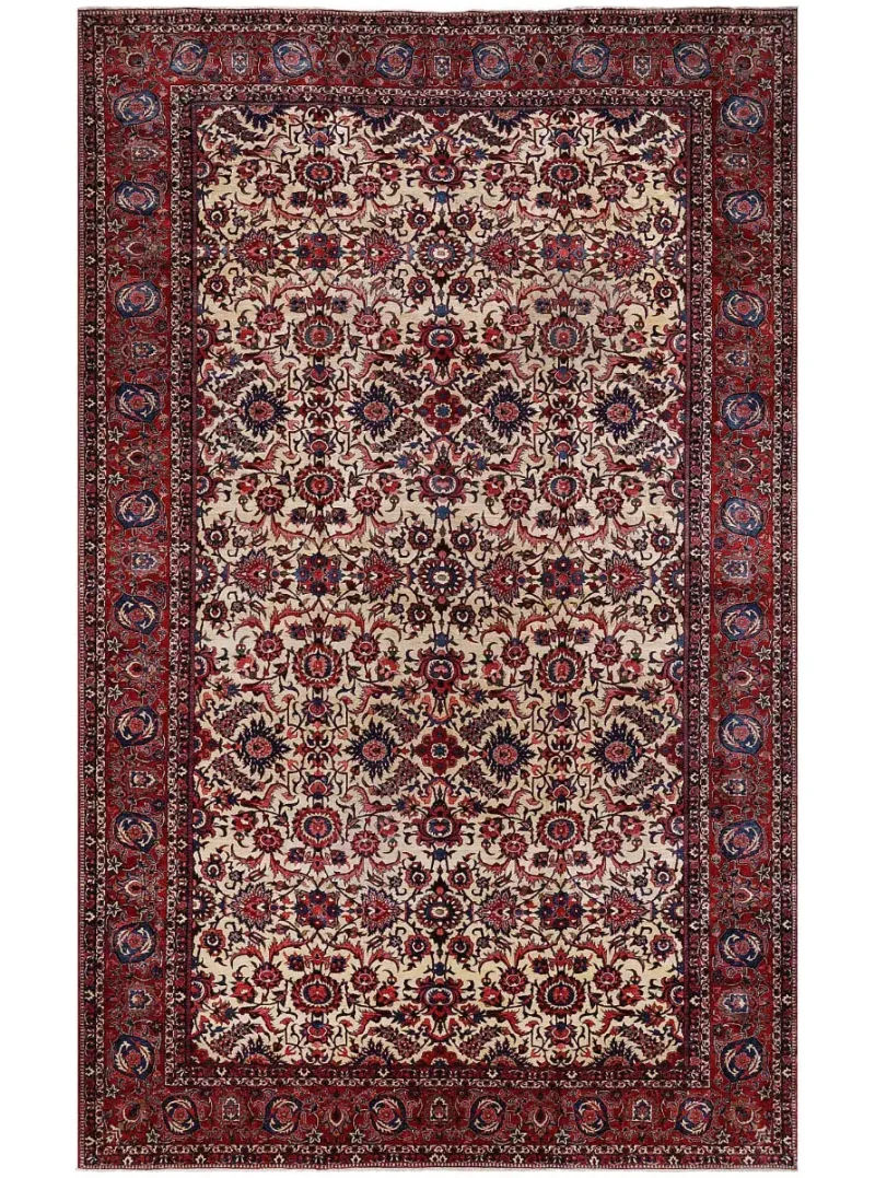 Antique Persian Bakhtiari Ivory/Red  -  12'  x  19' 