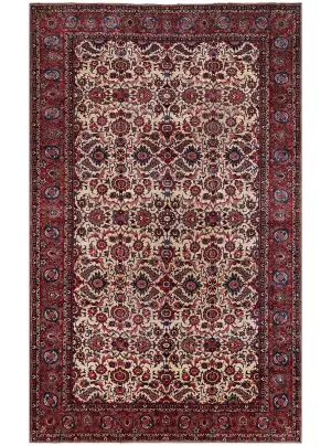 Antique Persian Bakhtiari Ivory/Red - 12' x 19'