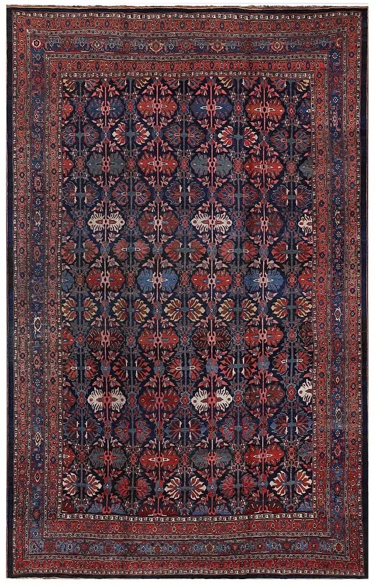 Antique Persian Bidjar Navy/Red  -  11' 3'' x  18' 2''