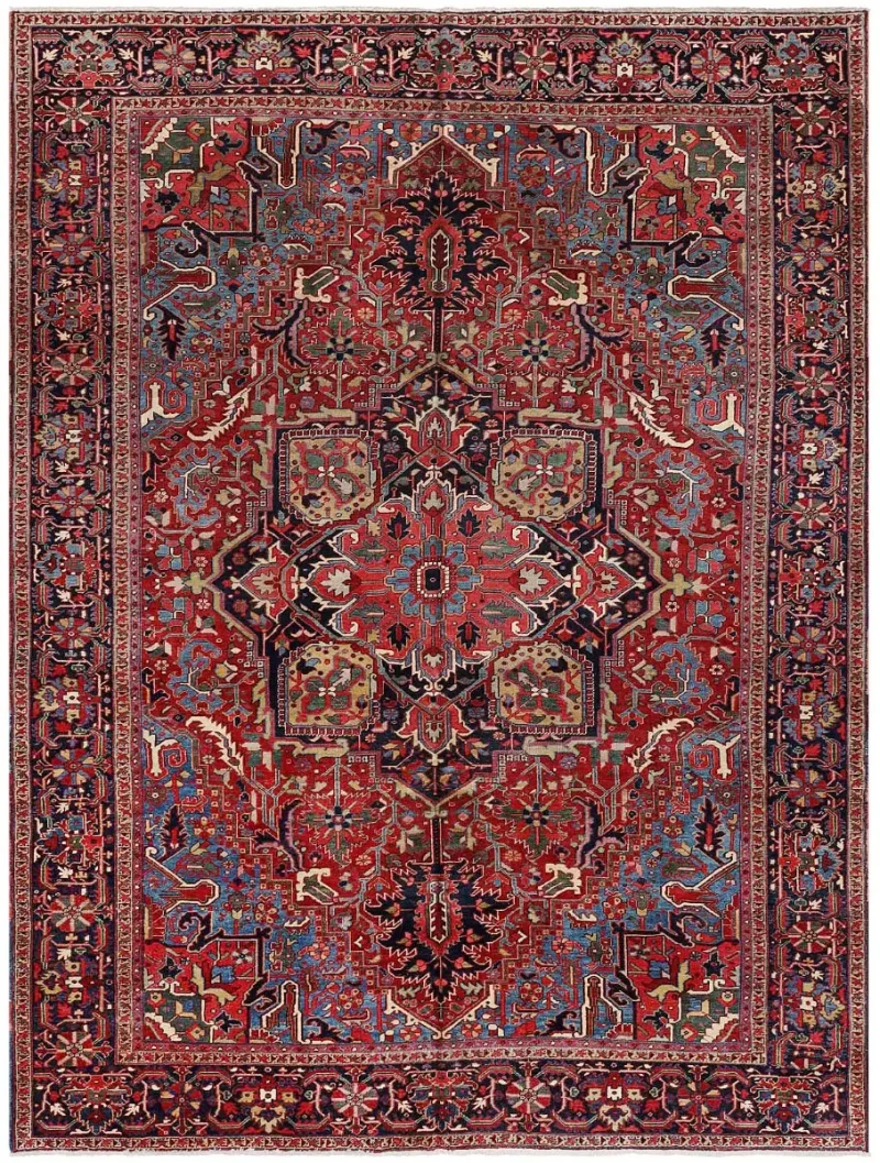 Antique Persian Heriz Rust/Navy  -  9' 8'' x  12' 10''