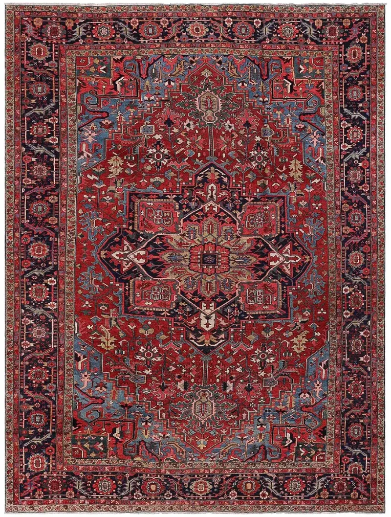Antique Persian Heriz Rust/Navy  -  11' 6'' x  16' 2''