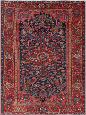 Antique Persian Heriz Blue/Rust - 6' 5'' x 9' 4''