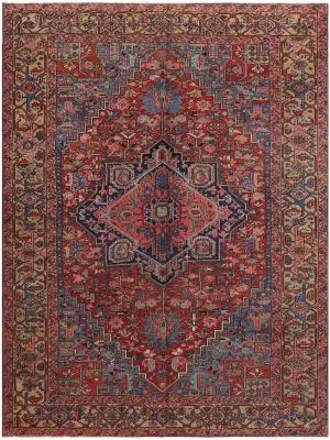 Antique Persian Heriz Red/Blue - 8' x 11'