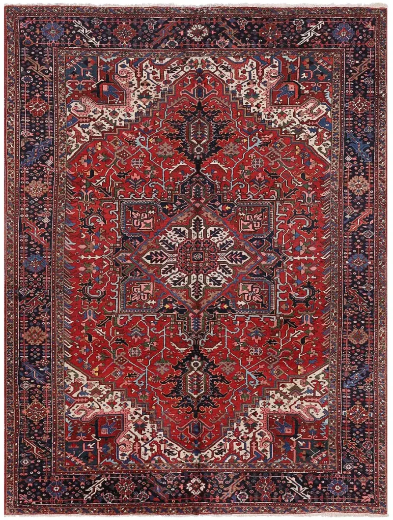 Antique Persian Heriz Red/Navy  -  8' 9'' x  11' 8''