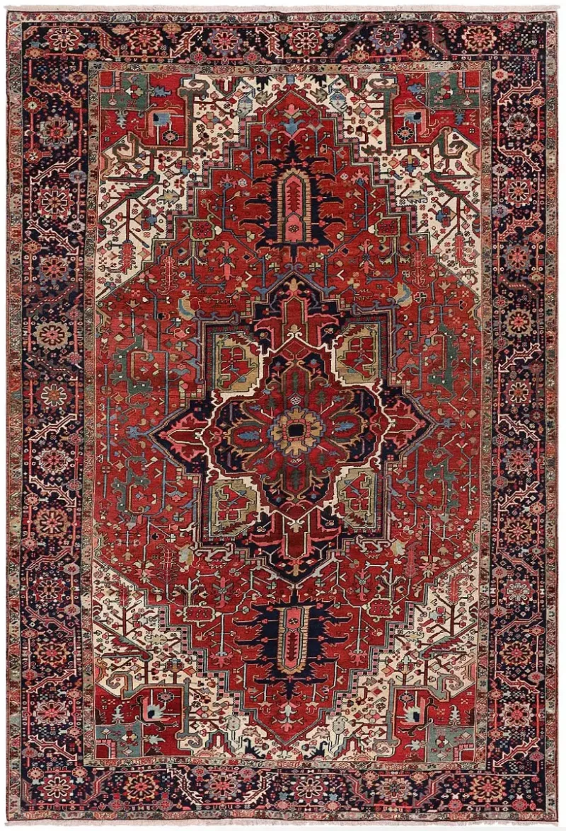 Antique Persian Heriz Rust/Navy  -  9' 2'' x  13' 5''