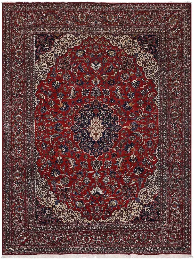 Antique Persian Isfahan Red/Navy  -  10'  x  14' 