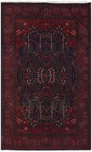 Antique Persian Kashan Navy/Rust - 4' 4'' x 7'