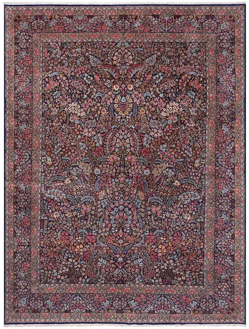 Antique Persian Kerman Navy/Multi  -  9' 11'' x  13' 8''