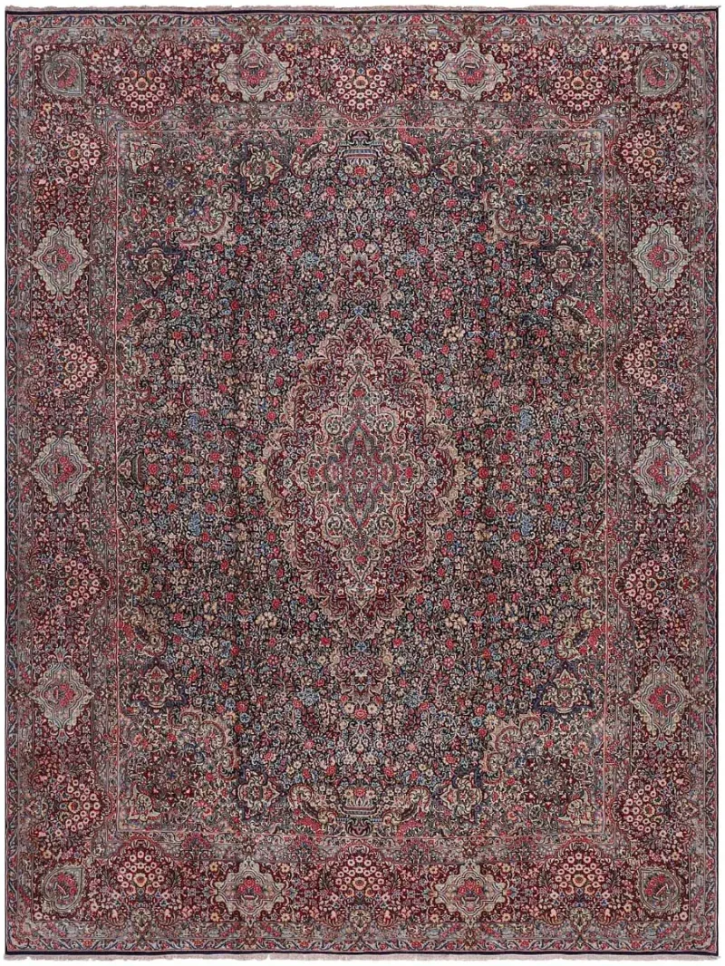 Antique Persian Kerman Navy/Red  -  11' 2'' x  16' 3''