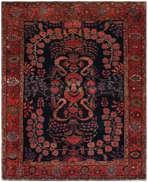 Antique Persian Lilihan Navy/Rust - 5' 8'' x 7' 2''