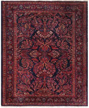 Antique Persian Lilihan Navy/Rust - 5' 4'' x 6' 7''