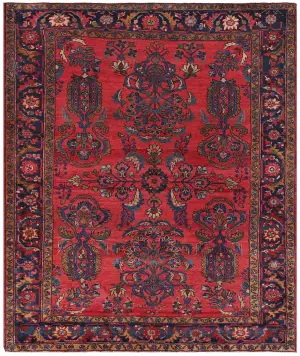 Antique Persian Lilihan Red/Navy - 5' 2'' x 6' 2''