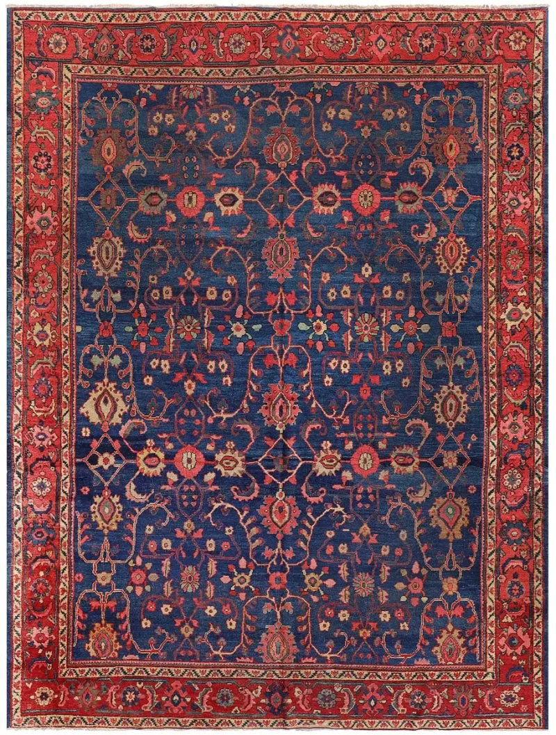 Antique Persian Mahal Blue/Rust  -  9'  x  12' 