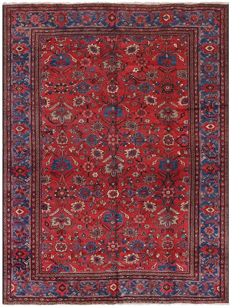 Antique Persian Mahal Red/Blue  -  9'  x  12' 