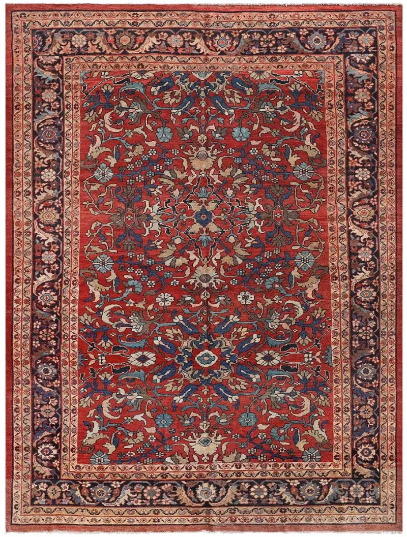 Antique Persian Mahal Red/Navy  -  8' 7'' x  12' 