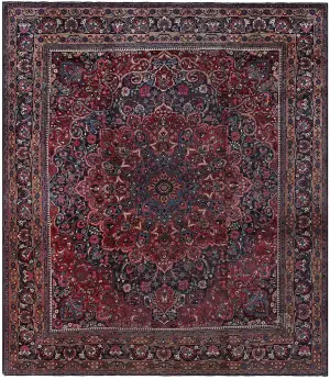Antique Persian Mashad Red/Navy - 10' 4'' x 12'