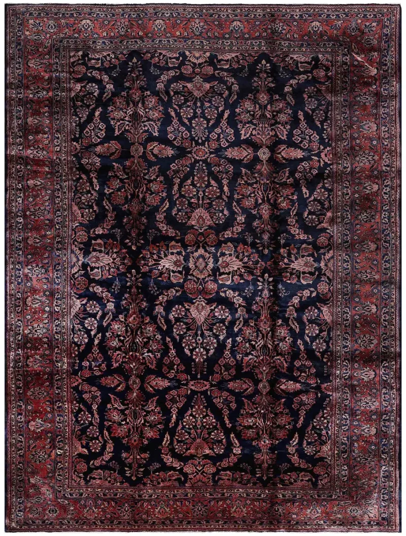 Antique Persian Sarouk Navy/Rust  -  10' 7'' x  15' 