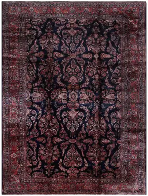 Antique Persian Sarouk Navy/Rust - 10' 7'' x 15'