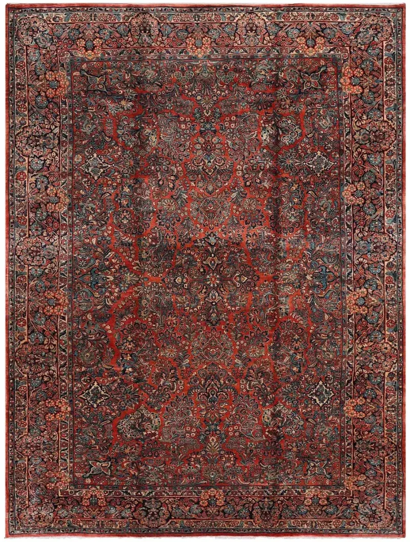 Antique Persian Sarouk Rust/Navy  -  10' 5'' x  15' 8''