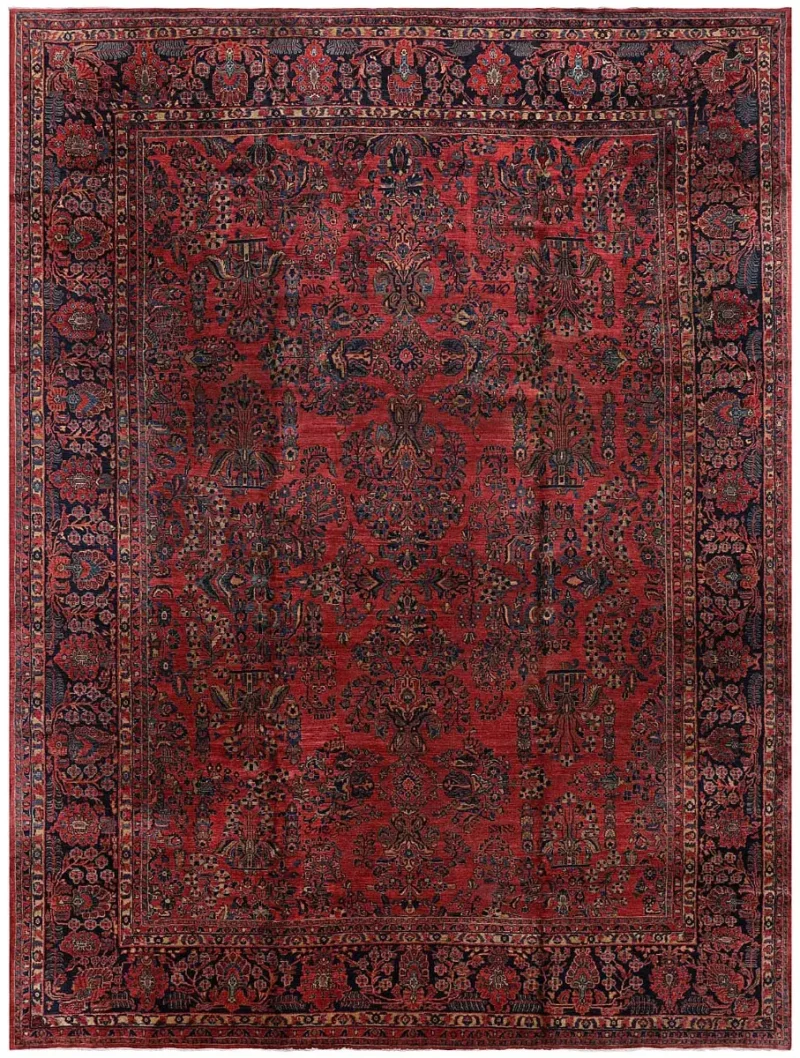 Antique Persian Sarouk Rust/Navy  -  12' 3'' x  16' 3''