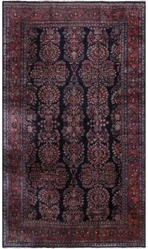 Antique Persian Sarouk Navy/Rust - 12' x 22' 9''