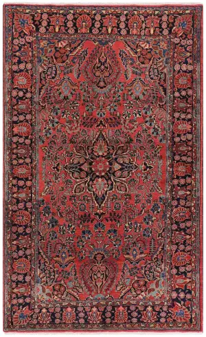 Antique Persian Sarouk Red/Navy - 4' 3'' x 6' 10''